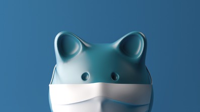 Sparschwein mit Mundschutz