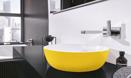 Gelber Waschtisch von Villeroy und Boch Gelber Waschtisch von Villeroy und Boch