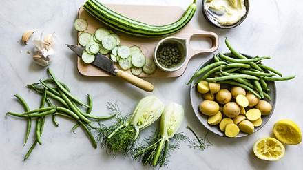 Kartoffel und grünes Gemüse Kartoffel und grünes Gemüse