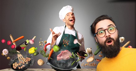 Koch und Mann mit Vollbart