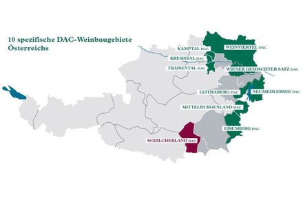 Österreich Landkarte 10 spezifische DAC-Weinbaugebiete