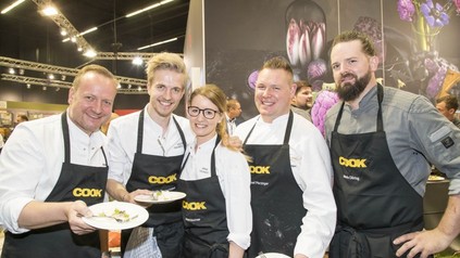 Die hoch dotierten Gastköche auf der „PUR 2019“: Hubert Wallner (Saag ja), Anna Haumer und Valentin Gruber-Kalteis, Rupert Pferzinger und Mario Döring