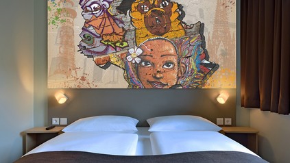 Hotelzimmer des neuen B&B Hotels in Köln-Ehrenfeld