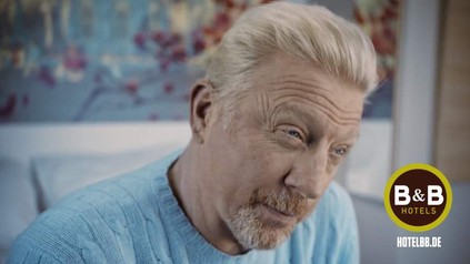 Boris Becker beim TV-Werbespot von B&B Hotels
