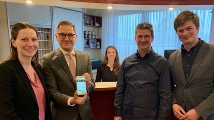 anny Holzhüter (TVV), Patrik Dahlemann, Dirk Klein (Haffhus) und Philipp da Cunha (SPD)