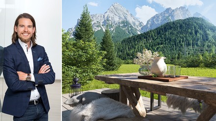 Thomas Payr und der Blick von der Charlet Terrasse