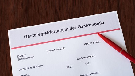 Formular Gästeregistrierung in der Gastronomie