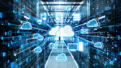 Cloud Symbol vor Supercomputer