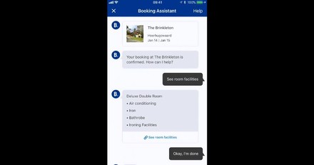 Der Booking Assistant auf einem Smartphone geöffnet