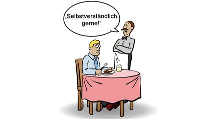 Kellner bedient Gast