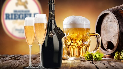 Ein Riegele-Bier auf einem Tisch