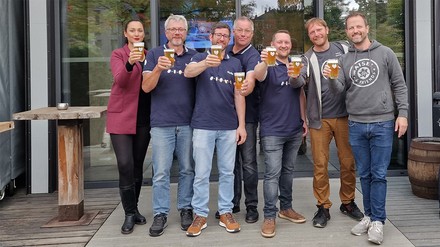 V.l. Jannica Geißler (Manager BrauBeviale), Franz-Josef Brauns, Markus Stüttgen, Aribert Braun, Sven Lundie (Gewinnerteam der Hausbrauerei Bestes!), Thomas Schwindel (Maisel & Friends Braumeister), Michael König (Maisel & Friends Biersommelier).