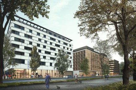 Das Hampton by Hilton Vienna Messe von außen