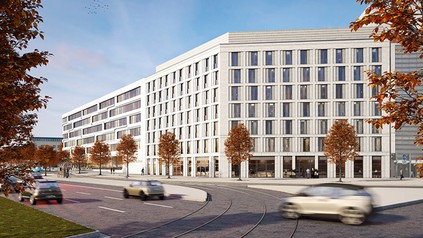 Visualisierung des neuen Super 8 Hotels in Chemnitz.