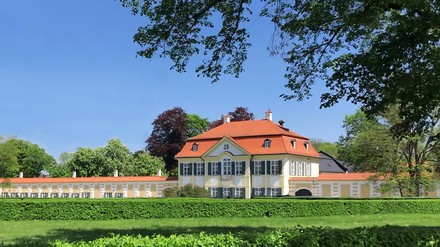 Blick auf das neue The Langham Nymphenburg Residence, Munich auf dem Anwesen des Schlosses Nymphenburg