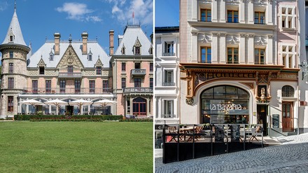 Das Hotel „Schloss Schadau“ in Thun (l.) und die Brasserie „La Bavaria“ in Lausanne