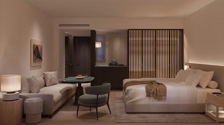Rendering einer Suite in der „Villa Kennedy“ in Frankfurt.