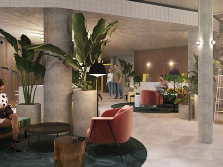 Rendering: Hotel-Lobby des Badeschlosses