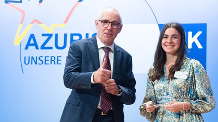 (v.l.n.r.) Peter Adrian, Präsident der DIHK und Amélie Reiberling.