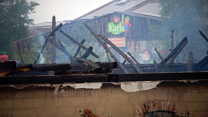 Zerstörtes Gebäude im Karls Erlebnis-Dorf