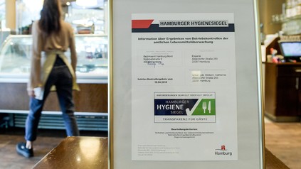 Hygienesiegel in einem Gastronomiebetrieb