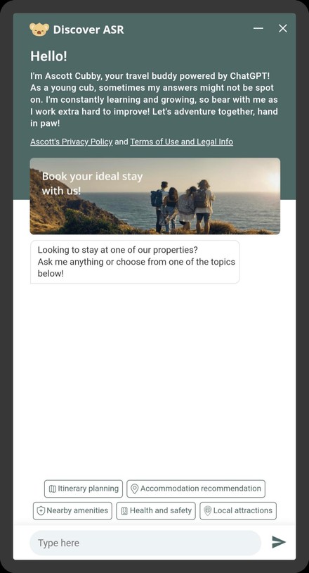 Begrüßung durch Cubby (Foto: © The Ascott Limited)