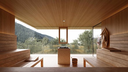 Der Spa-Bereich bietet eine Sauna in den Baumkronen.