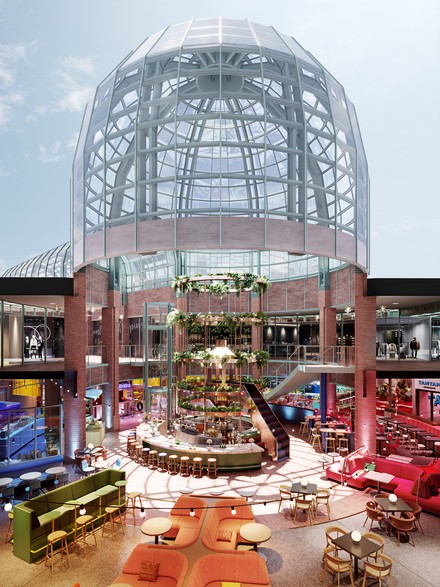 Visualisierung des neuen Food-Markts Le big TamTam in der großen Rotunde des Hanseviertels. (Foto: © CBRE)