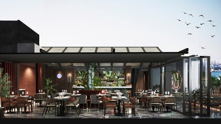 Köstlichkeiten aus der hauseigenen Patisserie können Gäste auf der edlen Dachterrasse genießen.