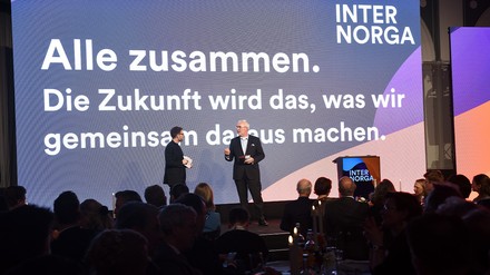 Die Bühne für den Zukunftspreis auf der Internorga in Hamburg (Foto: © Hamburg Messe und Congress/Nicolas Maack)