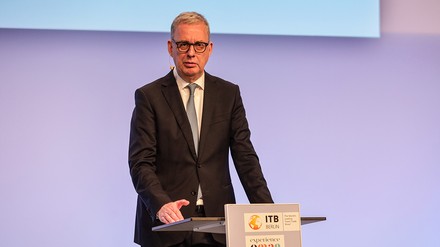 Norbert Fiebig, Präsident des Deutschen Reiseverbandes auf der ITB Berlin 2024. (Foto: © Messe Berlin GmbH)