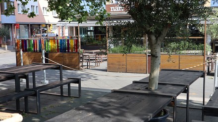 Außenterrasse des Naiv in der Fahrgasse in Frankfurt