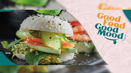 Ein gesunder Snack von Homann mit Reis und Fisch