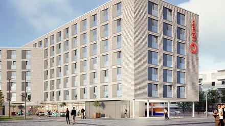 Rendering des neuen Hotels von Adagio in Heidelberg