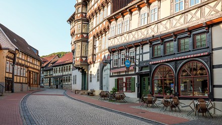 Café in der Fachwerkstadt Stolberg im Harz
