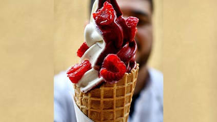 Eis in der Waffel