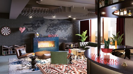 Die Lobby des Moxy Luxembourg Airport