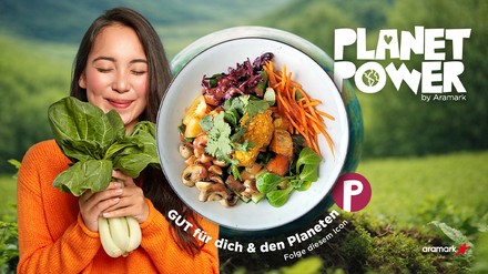 Plakat für die Menü-Linie Planet Power von Aramark.