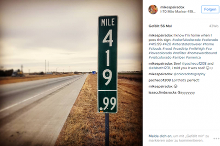 Straßenschild Mile 419 99