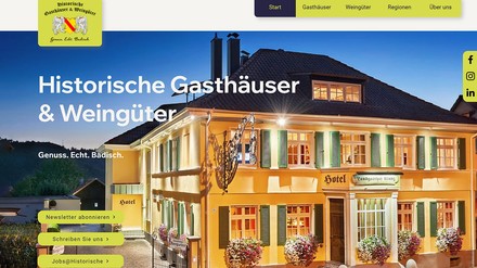 Webseite der Historischen Gasthäuser & Weingüter Baden