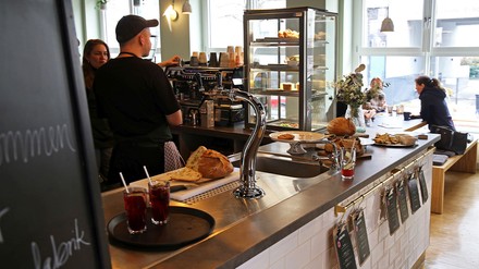 Blick in das Cafe Stullenfaberik in Leipzig