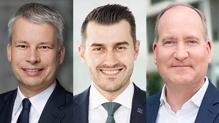 Steffen Bilger MdB (CDU/CSU), Julian Joswig MdB (Grüne) und Dr. Joachim Lang (BDL)