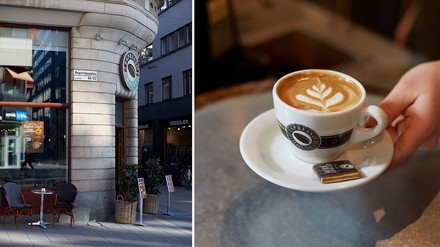 Espresso House Shop und eine Tasse Kaffee von Espresso House