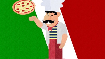 Pizzabäcker auf Italien Flagge