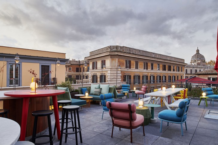 Dachterrasse des citizenM auf der Tiberinsel in Rom