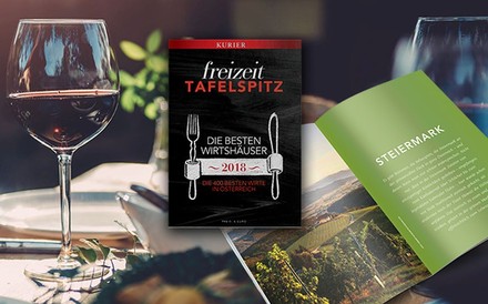 Ein gedeckter Tisch und die Ausgabe von freizeit Tafelspitz Die besten Wirtshäuser