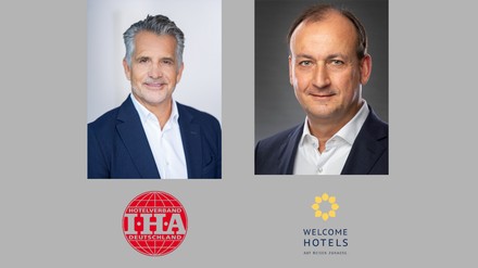 Porträt von Otto Lindner, IHA-Vorsitzender, und Jörg Beginen, COO Welcome Hotels, zum Beitritt der Welcome Hotels zum Hotelverband Deutschland (IHA).