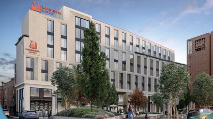 Rendering der Außenansicht des geplanten Meininger Hotels in Dublin