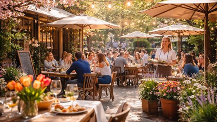 Restaurant Außenbereich im Frühling
