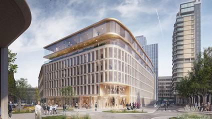 Visualisierung des geplanten Mooons Hotels am Eschenheimer Tor in Frankfurt am Main